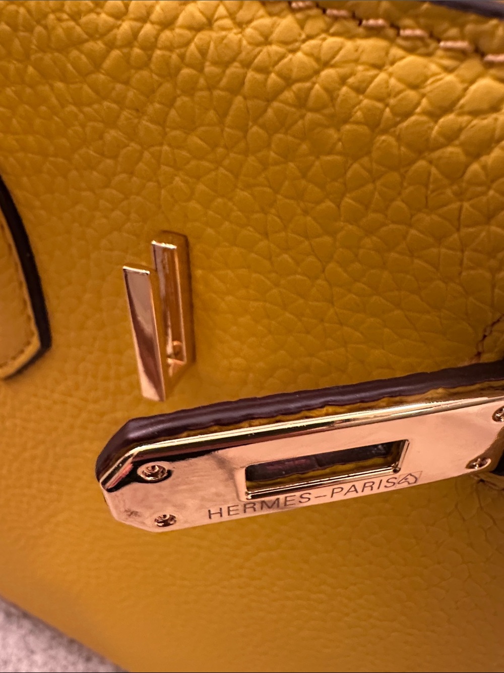 INSPIRED Togo Leather Structured Tote in Vibrant Yellow - Size 35 GOLD Hardware - Picture 5 of 15